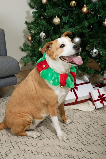 Red/Green Christmas Plush Bell Collar (Small)