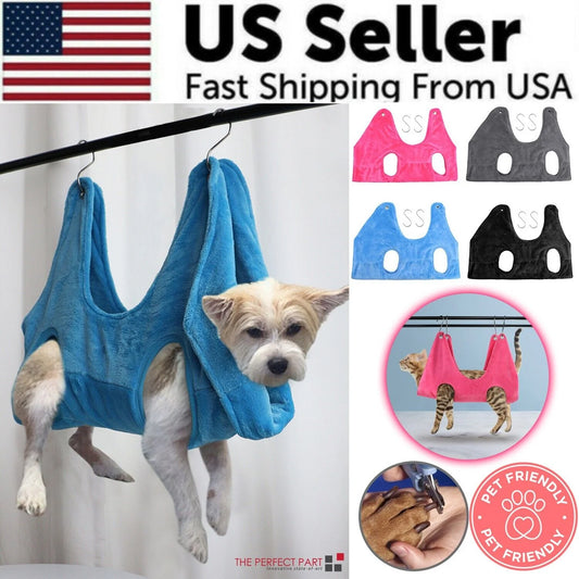 Portable Pet Dog Cat Grooming Hanging Hammock Harness Breathable Groom Helper US