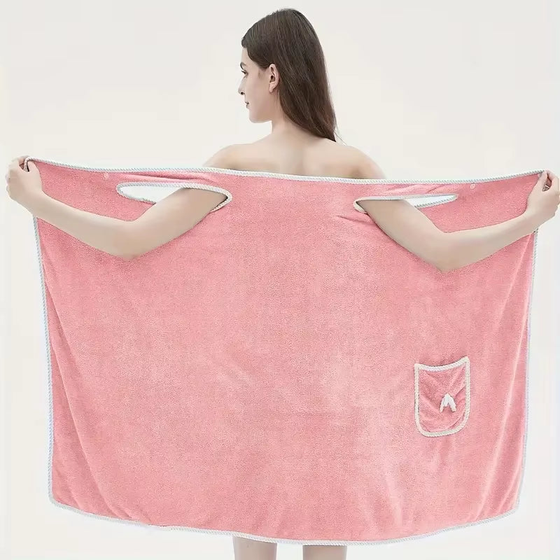 Wearable Bath Towel, Bowknot Coral Velvet Bath Skirt for Adults, Water Absorption, Quick Drying, Bath Towel, No Hair Loss, Bath