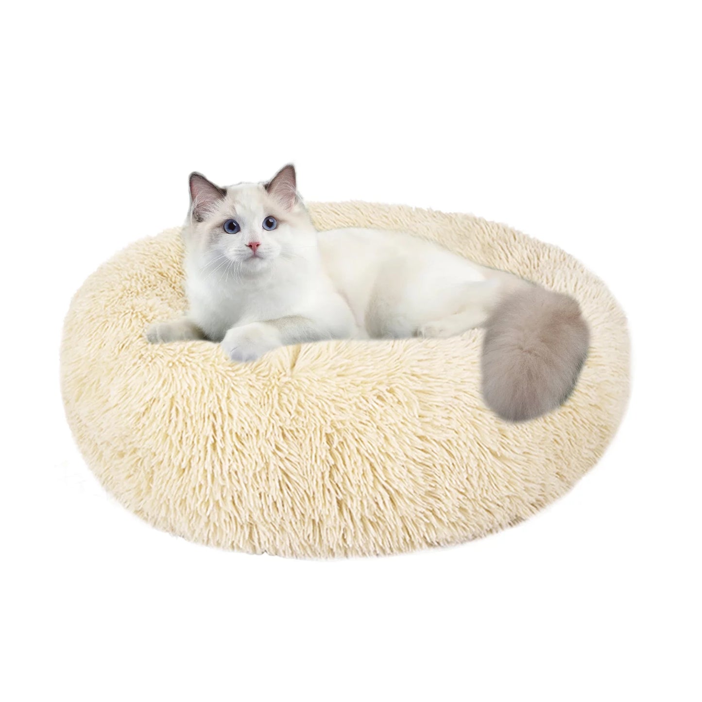 Calming Donut Dog Bed Anti-Anxiety, Self Warming, Cozy Soft Plush round Pet Bed, Ideal for Both Home & Travel, 20"L X 20"W X 8"H