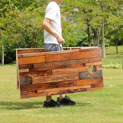 Solid Wood Cornhole Game Set with Weatherproof Coating, Portable Cornhole Boards Includes Set of 8 Corn Hole Toss Bags