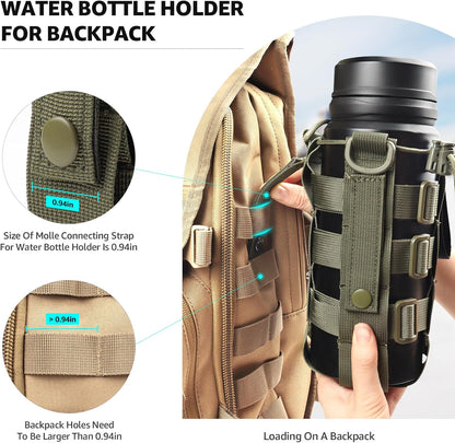 Molle Water Bottle Holder Tactical Water Bottle Pouch Holder Use with Strap Adjustable Molle Pouch Water Bottle Carrier Bag for 20 Oz to 53 Oz Water Bottle