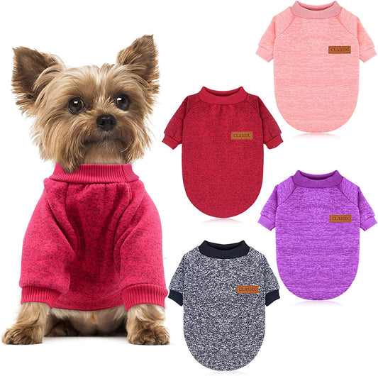 4 Pieces Small Dog Sweater - Pet Dog Classic Knitwear Sweater Soft Thickening Warm Pup Dogs Shirt Winter Puppy Sweater for Dogs M