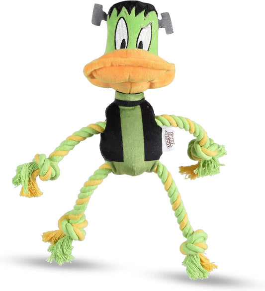 for Pets Daffy Duck Plush Frankenstein Halloween Rope Pull Dog Toy | Daffy Duck Squeaky Dog Toy | Plush Fabric Dog Chew Toy Rope Toy for Dogs, 9 Inch, (FF16975)