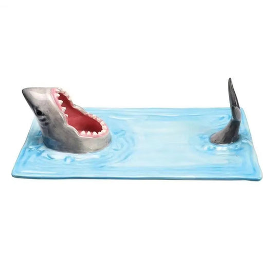 Japanese Internet Celebrity Seaside Shark Ceramic Plate Dumpling Plate Meal Kitchen Decoration Sushi Plate Beautiful Tableware