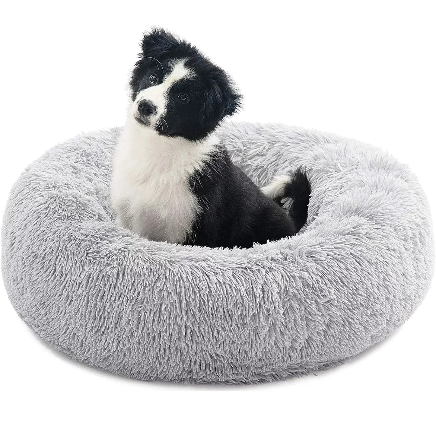 Calming Donut Dog Bed Anti-Anxiety, Self Warming, Cozy Soft Plush round Pet Bed, Ideal for Both Home & Travel, 20"L X 20"W X 8"H