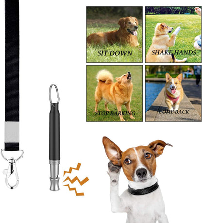 4-In-1 Dog Training Set, Puppy Training Treats- Dog Treat Training Pouch, Dog Whistle, Dog Doorbells, Dog Clicker, Ideal Gift for First Time Pet Owners, Training Dog Owners (Black)