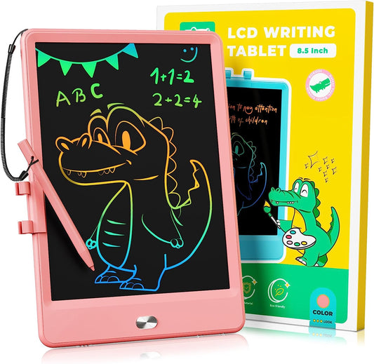 LCD Writing Tablet, 8.5 Inch Toddler Doodle Board Drawing Tablet, Erasable Reusable Electronic Drawing Pads, Educational and Learning Toy for 3-8 Years Old Boy and Girls (Pink)