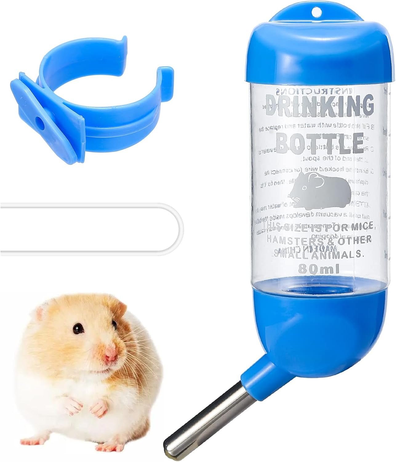 Small Animals Water Bottle, Bunny Water Bottle, Hamster Water Bottle, Guinea Pig Water Bottle, Suitable for Rabbits Chinchilla Hamsters Guinea Pigs Gerbils Groundhog Squirrels (2.7 Oz)