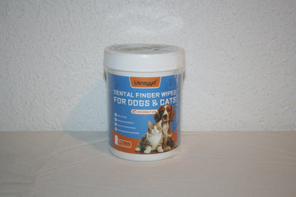 Usnsyyd Dog & Cat Finger Teeth Cleaning Wipes 50 Pcs 1.8"x3.3" Unscented BB:4/26