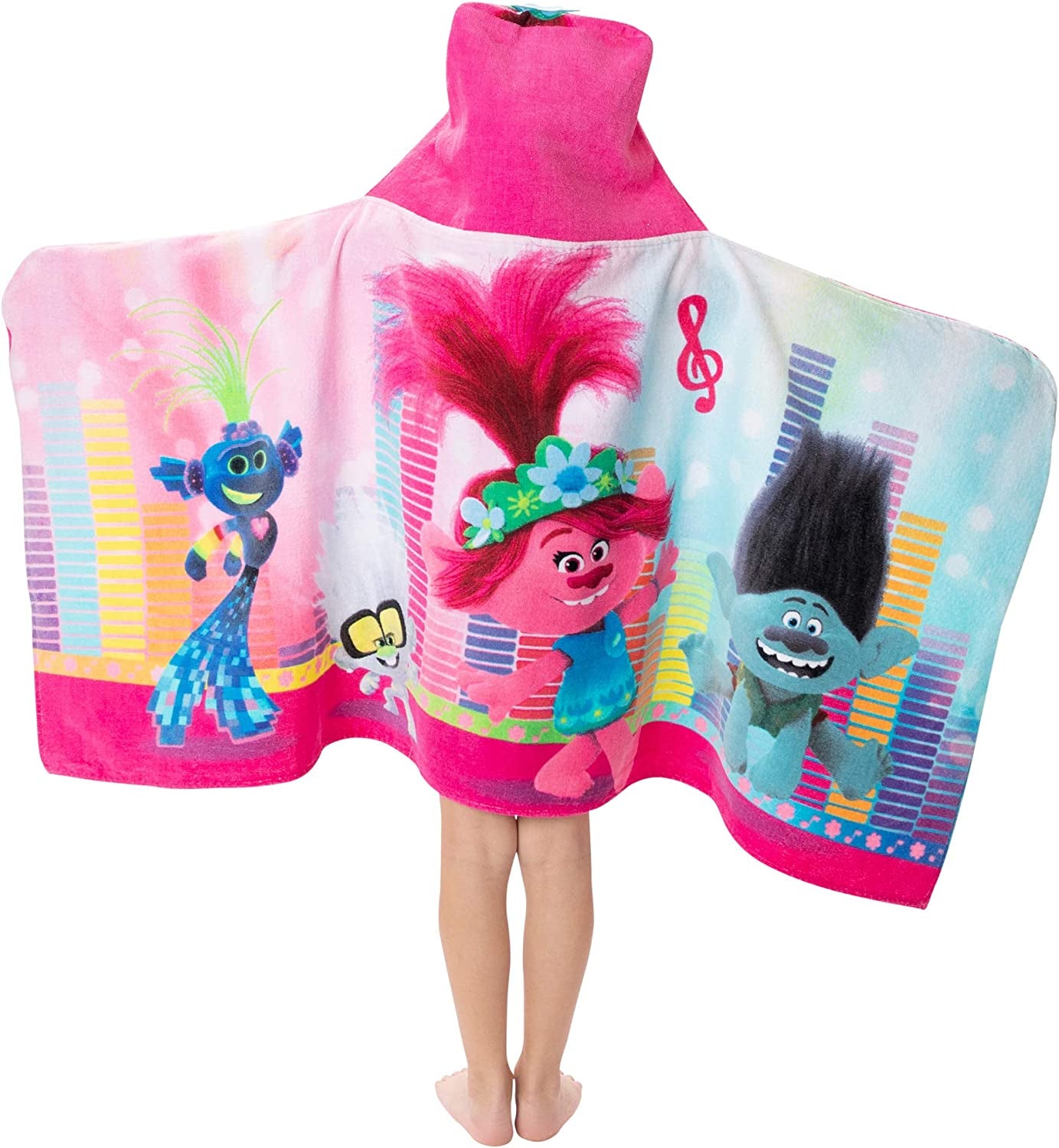 Trolls World Tour Bath/Pool/Beach Soft Cotton Terry Hooded Towel Wrap, 24" X 50", by  Kids