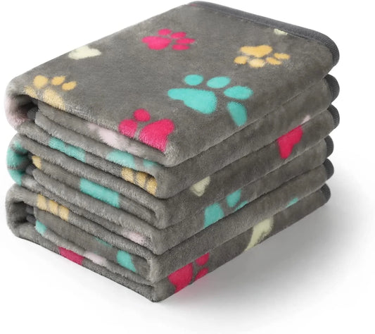 1 Pack 3 Blankets Fluffy Premium Fleece Pet Blanket Flannel Paw Bone Printed Throw for Dog Cat