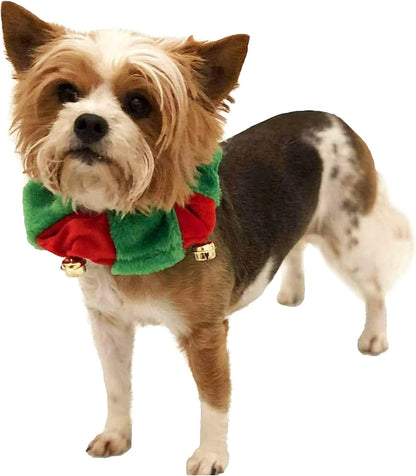 Red/Green Christmas Plush Bell Collar (Small)