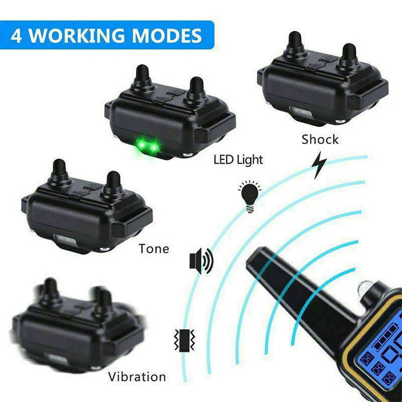 2600 FT Remote Dog Shock Training 2 Collar Set Rechargeable Waterproof LCD Pet