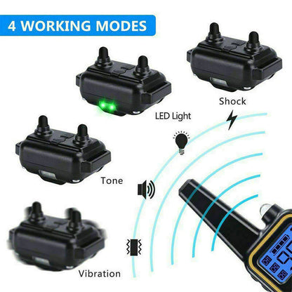 2600 FT Remote Dog Shock Training 2 Collar Set Rechargeable Waterproof LCD Pet