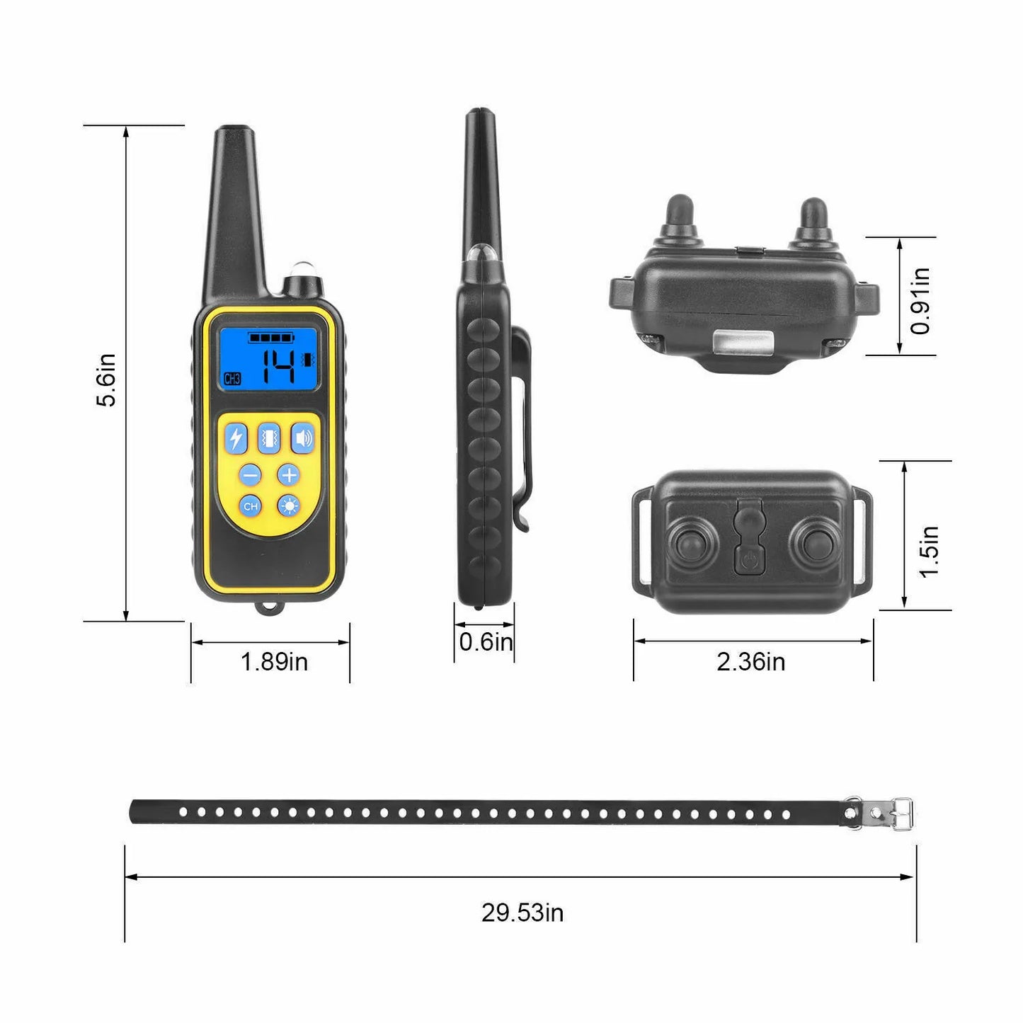 2600 FT Remote Dog Shock Training 2 Collar Set Rechargeable Waterproof LCD Pet