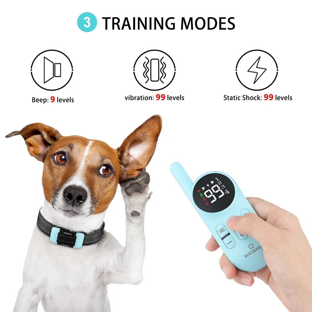 Dog Training Collar with Remote- Shock Collar for Medium Dogs Training Collar for Large Dogs Rechargeable and Waterproof Dog Collar with 3 Training Modes, up to 1000Ft Remote Distance, Blue