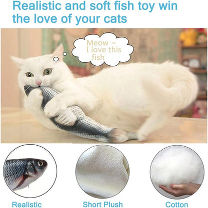 Remote Control Fish Cat Toy - Electric Floppy Fish Dog Toy, 11" Realistic Flopping Fish Kicker Toy, Interactive Cat Toys for Indoor Cats, Automatic Moving Catnip Toys for Kitten