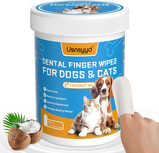 Usnsyyd Dog & Cat Finger Teeth Cleaning Wipes 50 Pcs 1.8"x3.3" Unscented BB:4/26