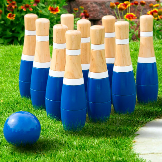 Solid Wood Bowling with Carrying Case