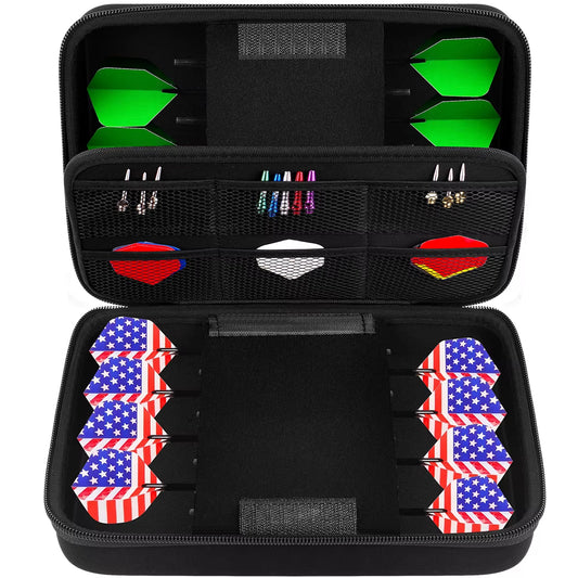 Dart Case for 16 Steel Tip and Soft Tip Darts, Dart Carrying Storage Holder Fits for Dart Tips, Shafts and Flights