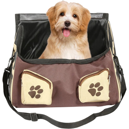 Dog Booster Car Seat and Carrier with Strap 18"L X 15.25"W X 13.25"H. Conveniently Portable and Secure for Pets up to 18Lbs. the Best Travel Essential for a Dog or Cat.