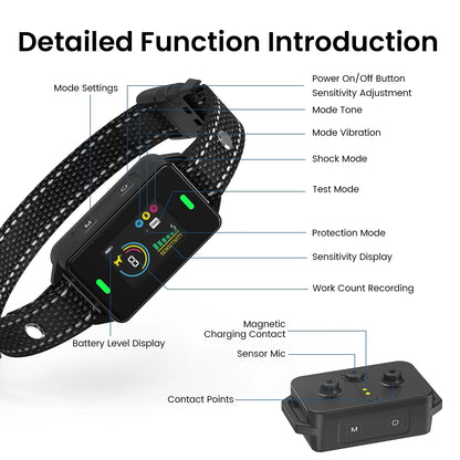 Dog Bark Collar, Bark Collar for Large Medium Small Dogs, Dog Shock Collar with 5 Adjustable Sensitivity Beep Vibration