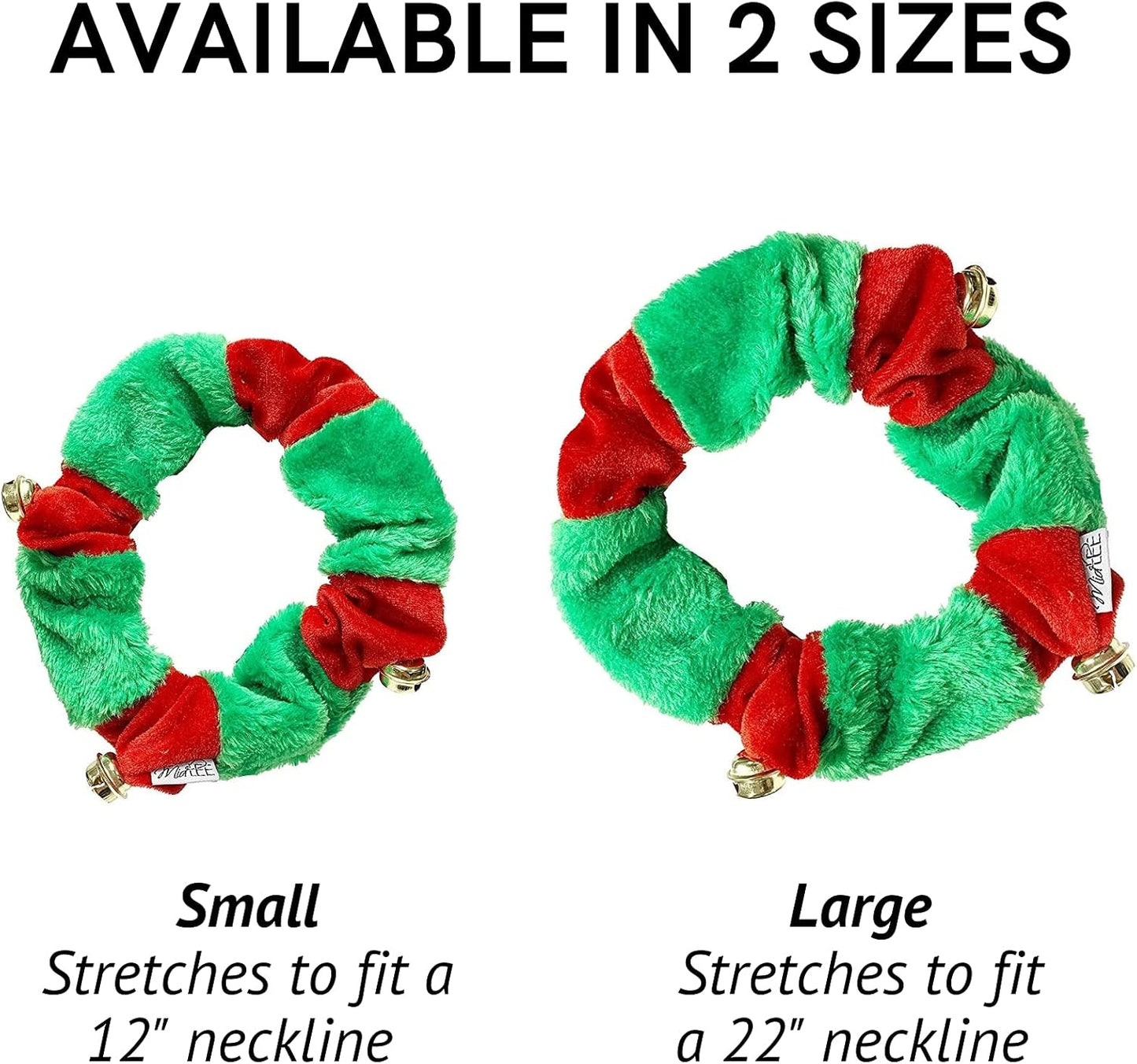 Red/Green Christmas Plush Bell Collar (Small)