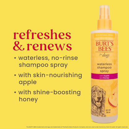 Naturally Derived Waterless Shampoo Spray with Apple and Honey - Dry Dog Shampoo for All Dogs and Puppies - Cruelty Free, 10 Ounces