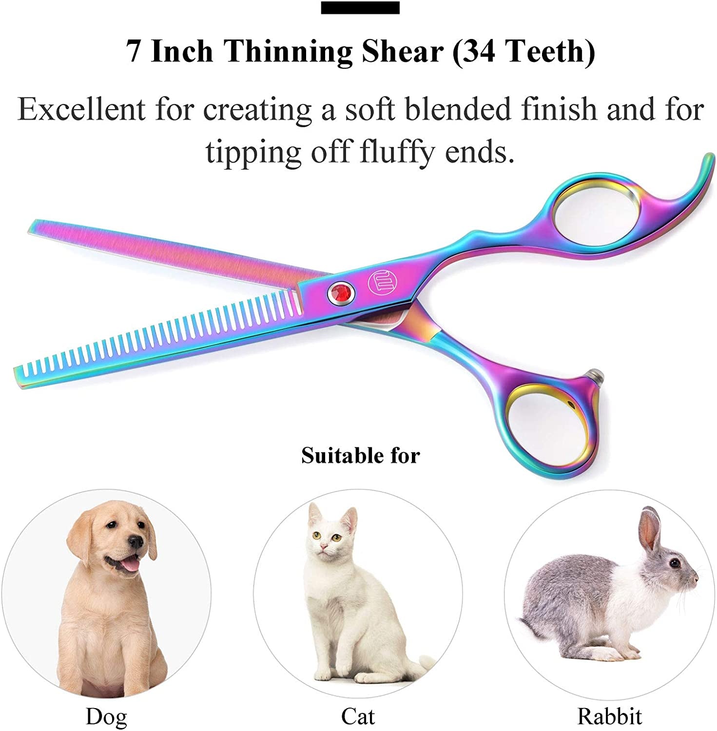 Professional Dog Grooming Scissors Set, 7 Inch/8 Inch Pet Grooming Scissors Chunkers Shears for Dog, Curved Dog Grooming Scissors, Thinning Shears for Dog with Grooming Comb