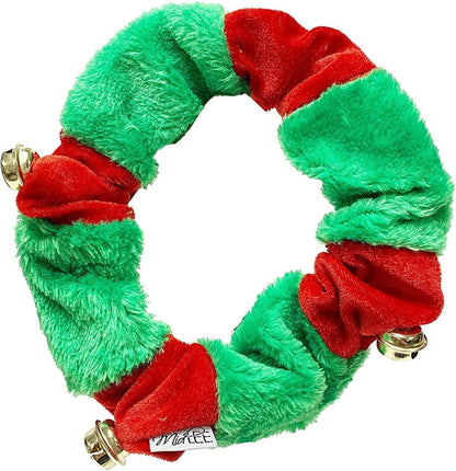 Red/Green Christmas Plush Bell Collar (Small)