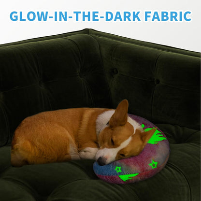 Glow-in-the-Dark U-Shaped Calming Pet Pillow Dogs / Cats Rainbow Fleece ZooZoo