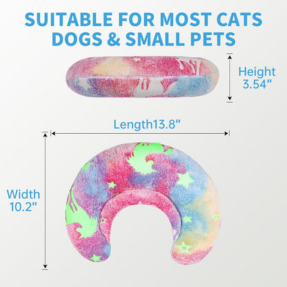 Glow-in-the-Dark U-Shaped Calming Pet Pillow Dogs / Cats Rainbow Fleece ZooZoo