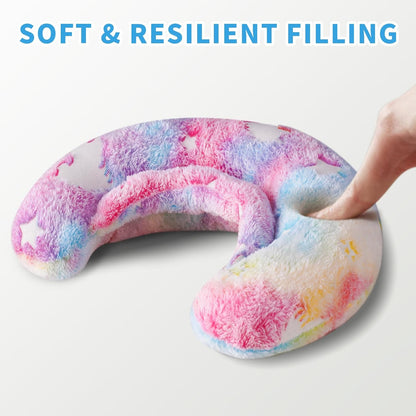 Glow-in-the-Dark U-Shaped Calming Pet Pillow Dogs / Cats Rainbow Fleece ZooZoo