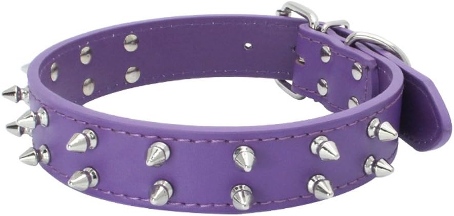 DOGS KINGDOM Medium Purple Spiked Studded Collar Fits 14.25"-18" Neck NEW Dog